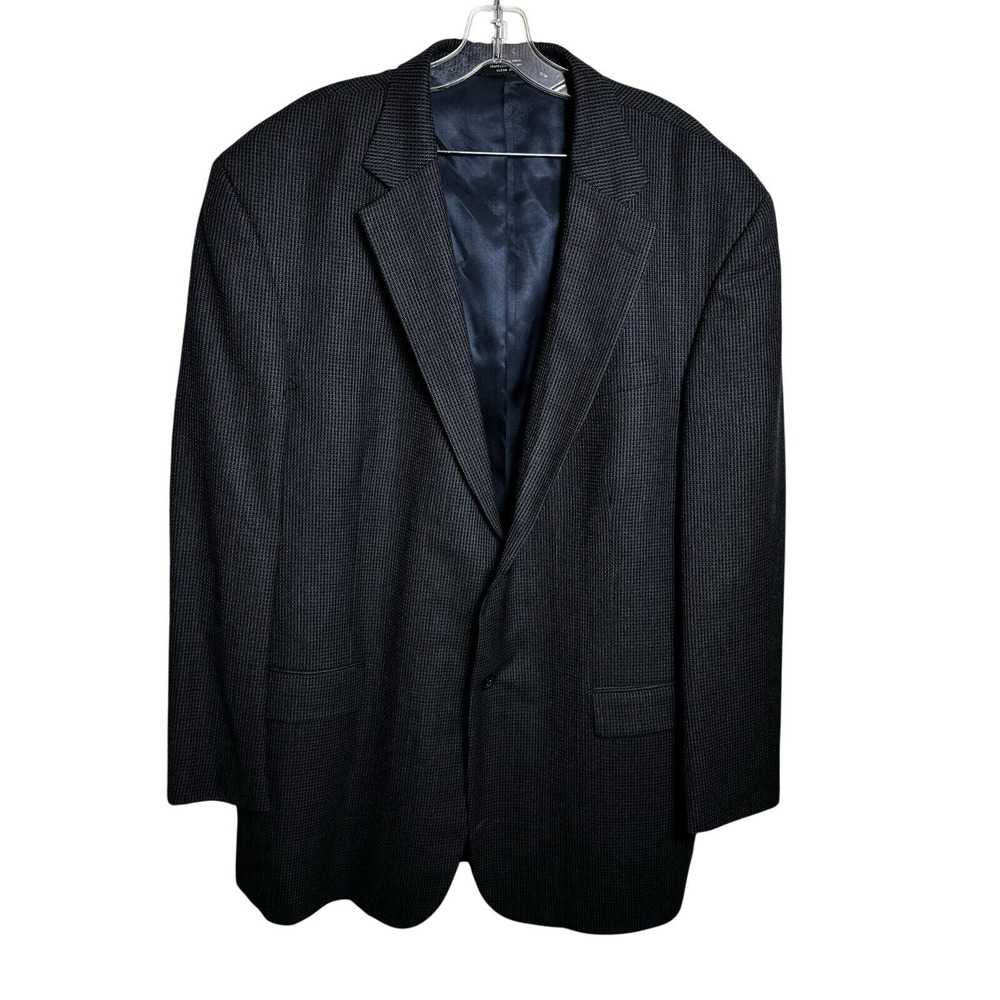 Vintage Baracuta 100% Wool Plaid Blazer Sport Coat Jacket Grey Blue Mens 48L